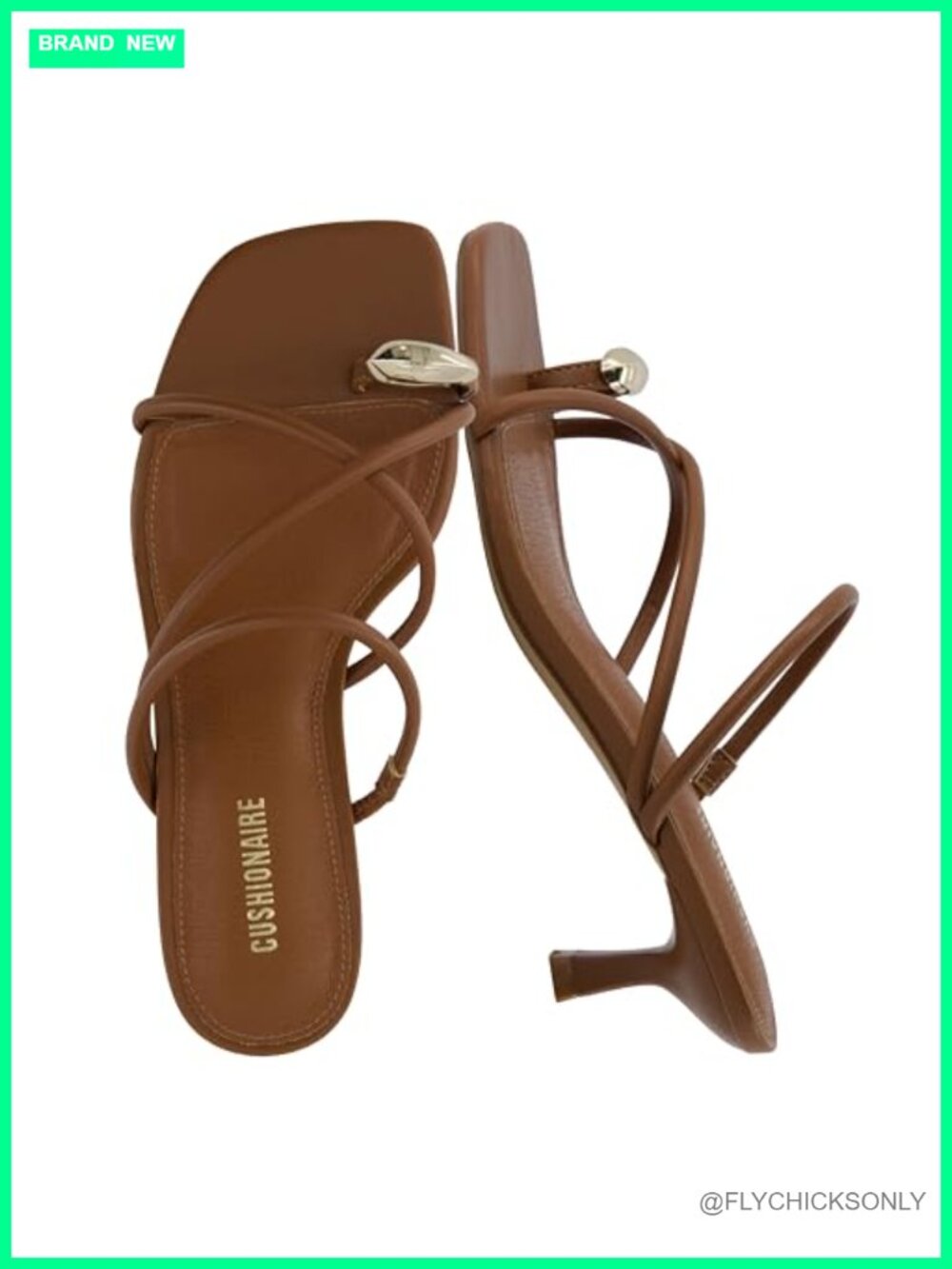 CUSHIONAIRE Maui Strappy Kitten Heel Sandals Vegan Leather Slip On Dress